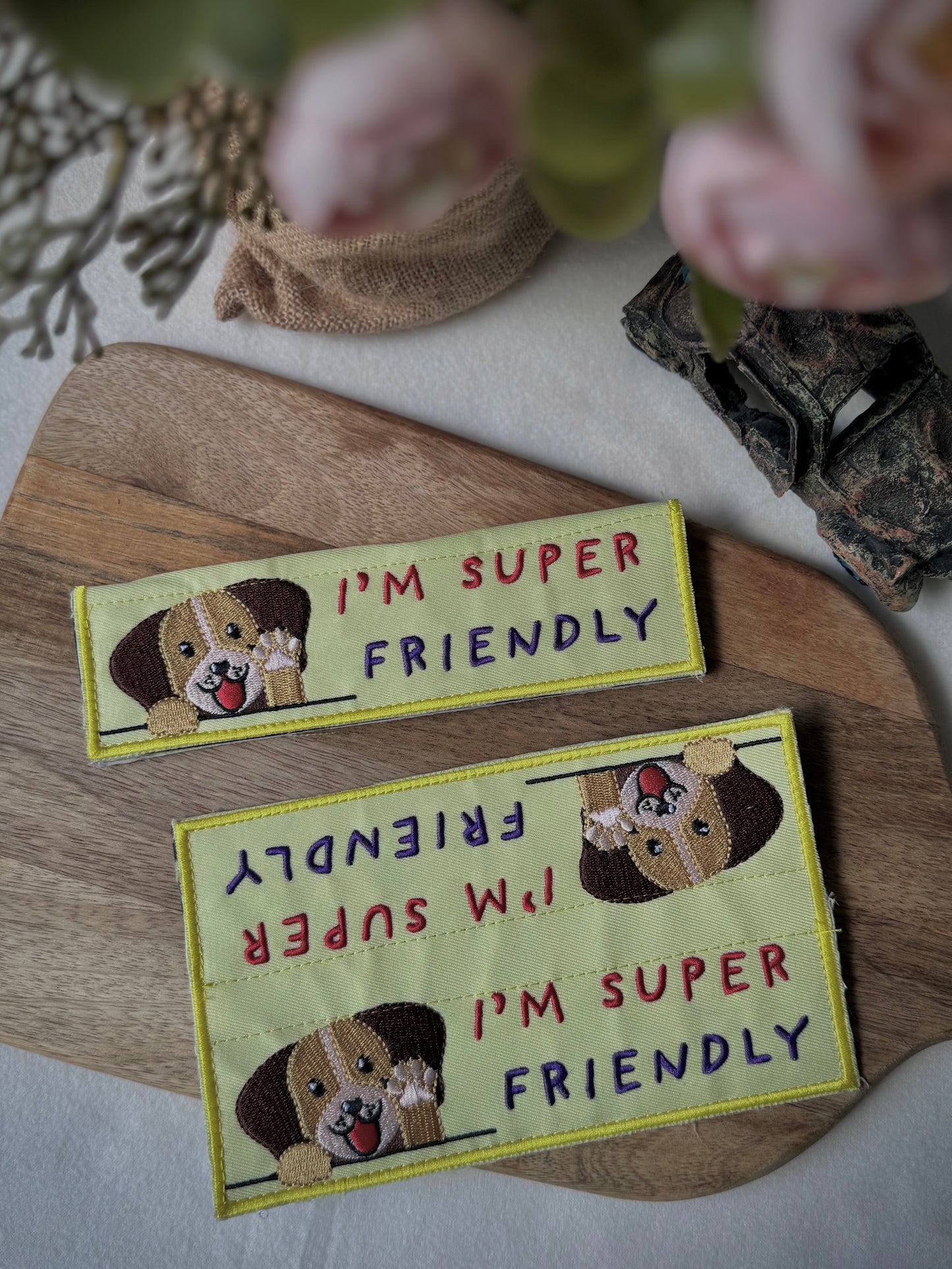 Embroidered Velcro Leash Patch- Im Super Friendly