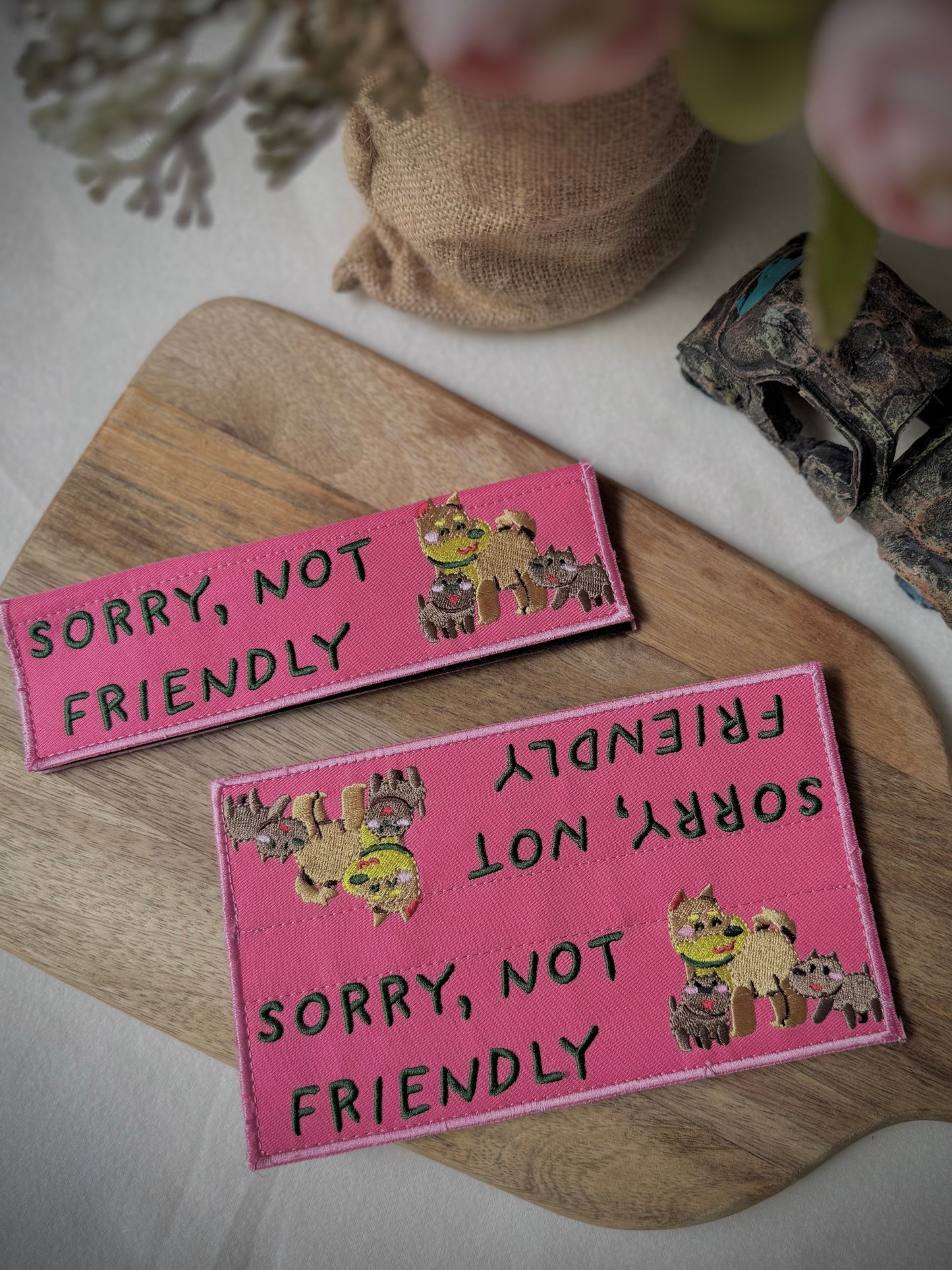 Embroidered Velcro Leash Patch- Sorry Not Friendly