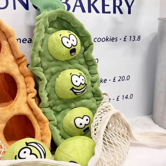 Mr Green Peas 3 in 1 Squeak/ Crinkle/ Plush Enrichment toy