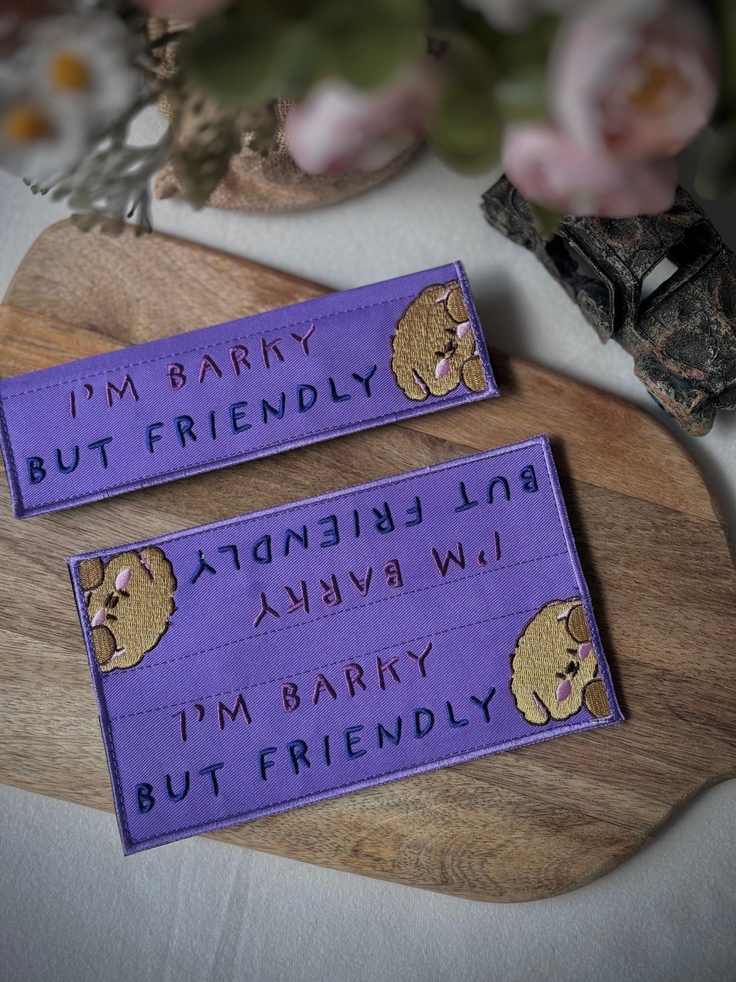 Embroidered Velcro Leash Patch- Im Barky, But Friendly