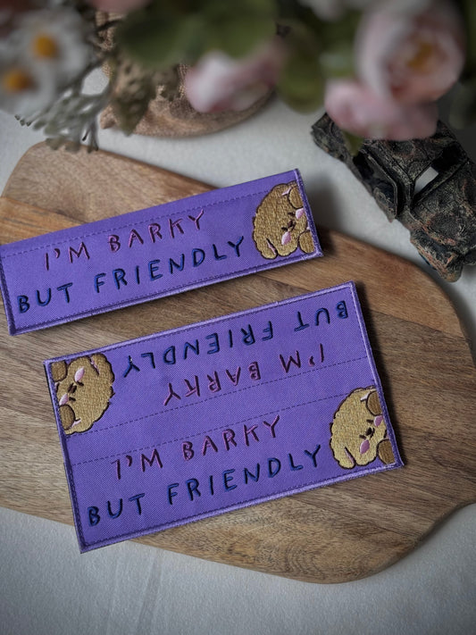 Embroidered Velcro Leash Patch- Im Barky, But Friendly