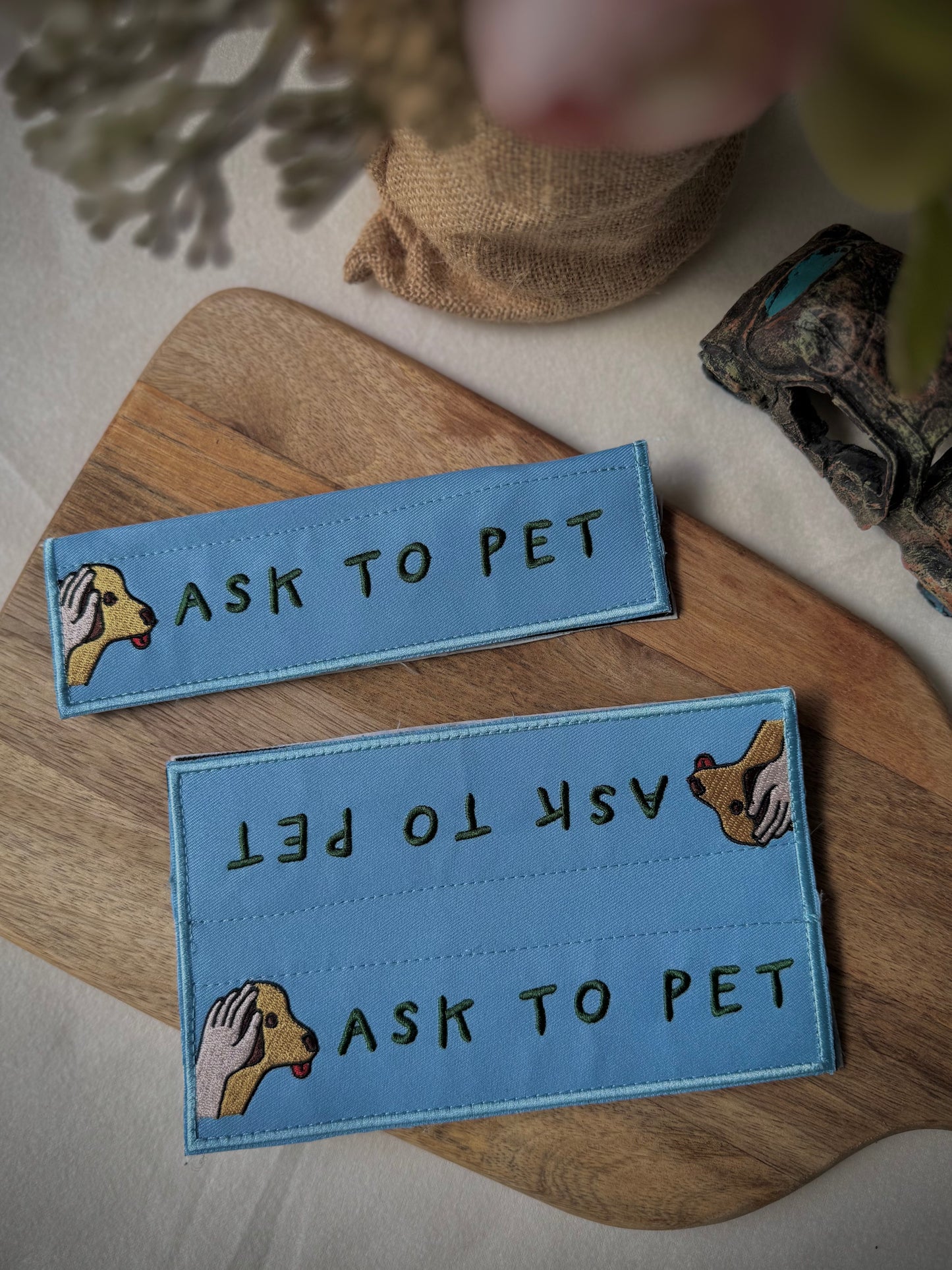 Embroidered Velcro Leash Patch- Ask to Pet