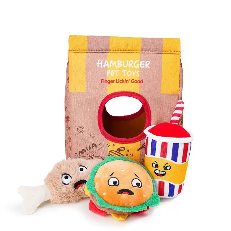 Hamburger Set Plush Enrichment toy