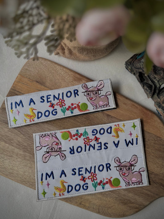 Embroidered Velcro Leash Patch- Im A Senior Dog